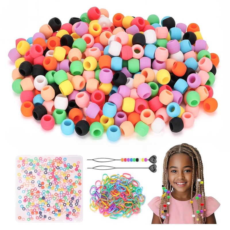 Dalycro 5mm Silicone Hair Beads for Kids Girls Braids 300PCS Washable Hair Beads 10 Colors Perfect for Girls Braids Accessories Decoration Kids Crafts (Small-300P) - Image 1